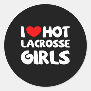 I Liebe Hot Lacrosse Girls Funny Heart Sport Runder Aufkleber