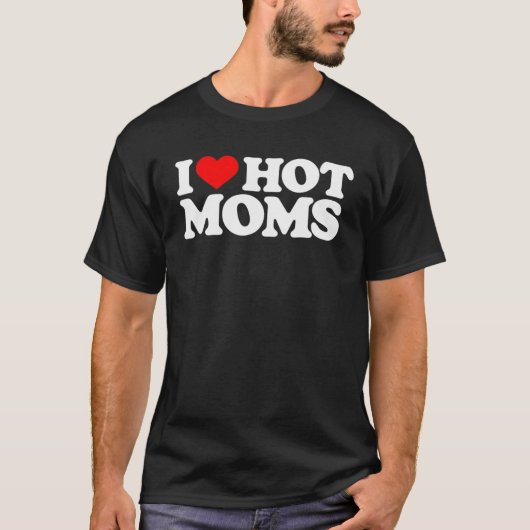 I Liebe Hot Mamas Funny Red Heart Liebe Mamas T-Shirt (Vorderseite)