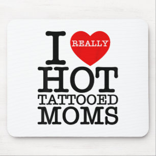 I Liebe Hot Tattoos Mamas Rotes Herz Funny Mütter Mousepad