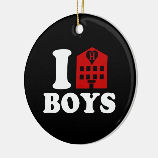 I Liebe Hotel Boys Keramik Ornament (Links)