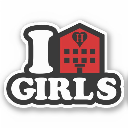 I Liebe Hotel Girls Aufkleber (Vorderseite)
