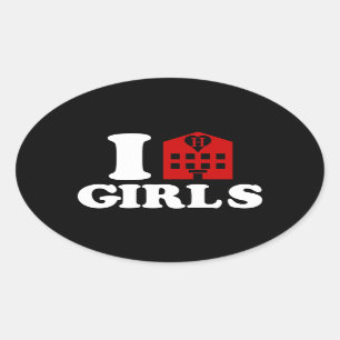 I Liebe Hotel Girls Ovaler Aufkleber