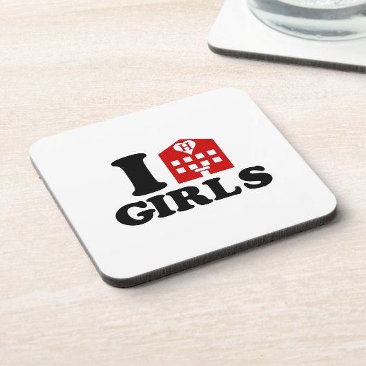 I Liebe Hotel Girls Untersetzer (Linke Seite)