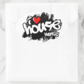 I Liebe House Music Ovaler Aufkleber (Tasche)