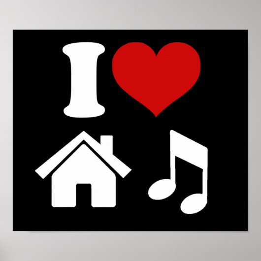 I Liebe House Music Poster | Ibiza-Tanz-Party (Vorne)