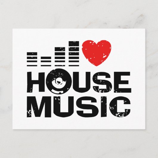 I Liebe House Music Postkarte (Vorderseite)