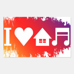 I Liebe House Music Rechteckiger Aufkleber