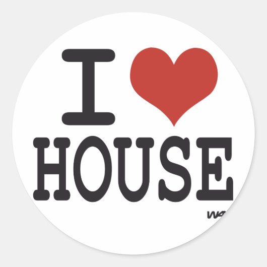 I Liebe House Music Runder Aufkleber (Vorderseite)