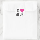 I Liebe House Music Runder Aufkleber (Tasche)