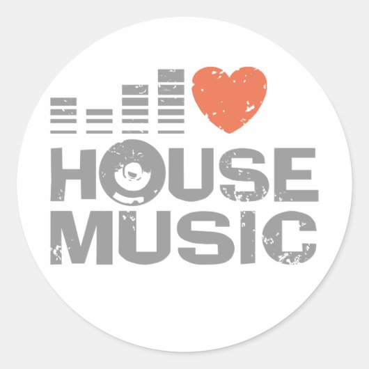 I Liebe House Music Runder Aufkleber (Vorderseite)