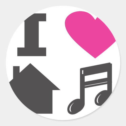 I Liebe House Music Runder Aufkleber (Vorderseite)
