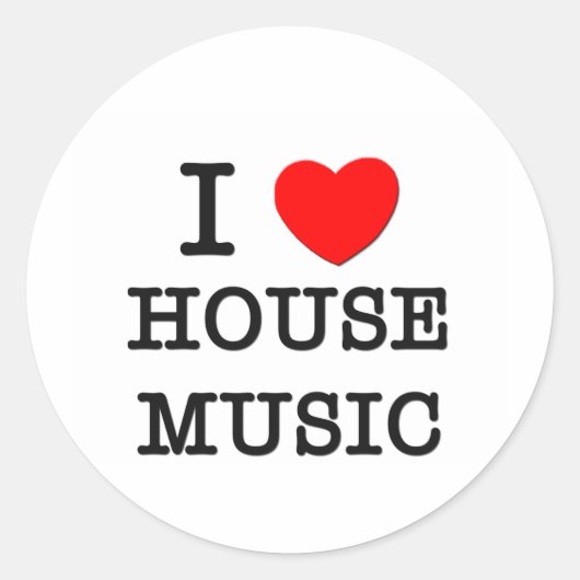 I Liebe House Music Runder Aufkleber (Vorderseite)