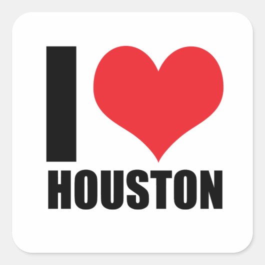 I Liebe Houston Quadratischer Aufkleber (Vorderseite)
