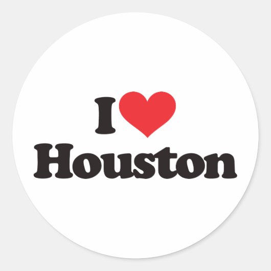 I Liebe Houston Runder Aufkleber (Vorderseite)