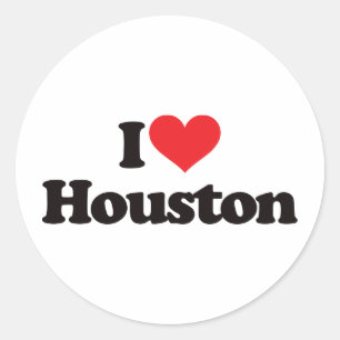 I Liebe Houston Runder Aufkleber