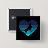 I Liebe Howling Wolves Retro Herz Button (Vorne & Hinten)