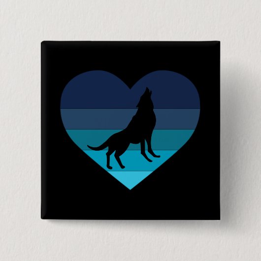 I Liebe Howling Wolves Retro Herz Button (Vorderseite)