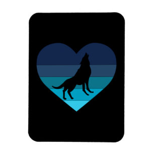 I Liebe Howling Wolves Retro Herz Magnet