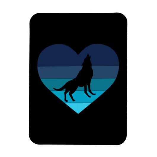 I Liebe Howling Wolves Retro Herz Magnet (Vertikal)