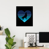 I Liebe Howling Wolves Retro Herz Poster (Heimbüro)