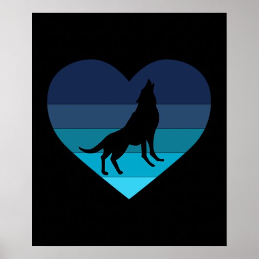 I Liebe Howling Wolves Retro Herz Poster (Vorne)