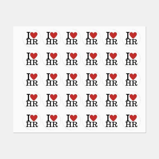 I ❤️ Liebe HR Kleidungssticker - Personalabteilung Etiketten (Blatt)