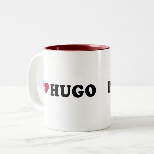 I LIEBE HUGO ZWEIFARBIGE TASSE (Vorderseite Links)