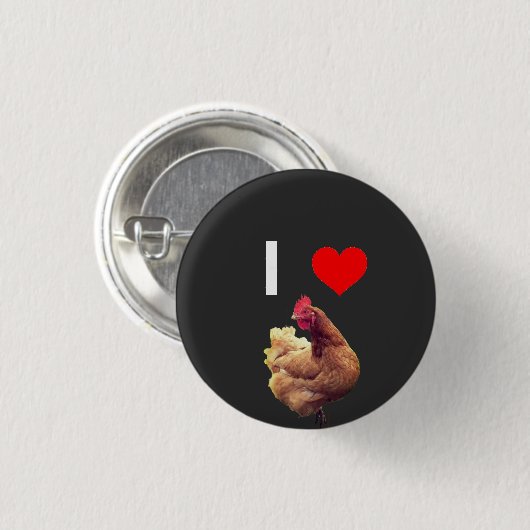 I LIEBE-HUHN-KNOPF BUTTON (Vorne & Hinten)