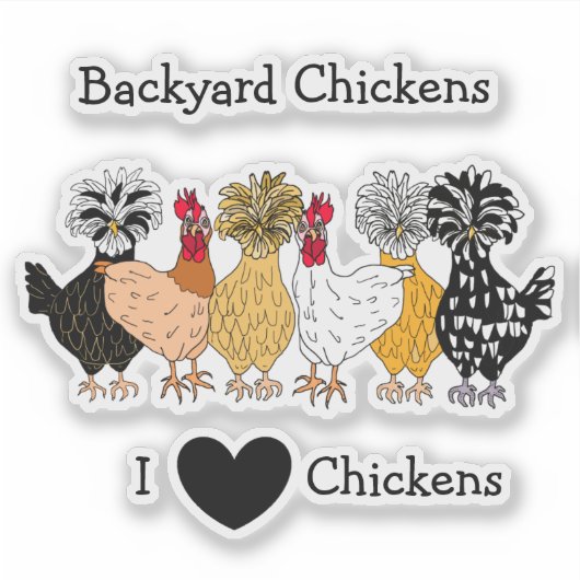 I Liebe Hühner Handgezogene Hühner Aufkleber (Vorderseite)