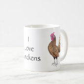 I Liebe-Hühner Sebright Zwerghuhn-Tasse Kaffeetasse (VorderseiteRechts)