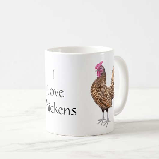 I Liebe-Hühner Sebright Zwerghuhn-Tasse Kaffeetasse (VorderseiteRechts)