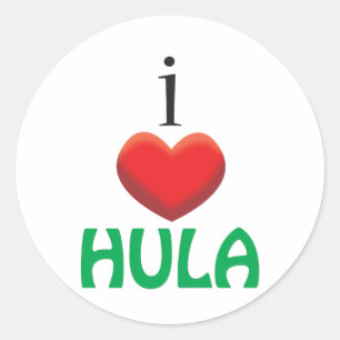 I LIEBE HULA RUNDER AUFKLEBER