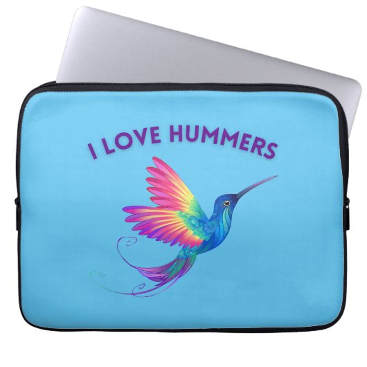 I Liebe Hummers Exotic Rainbow Hummingbird Flying Laptopschutzhülle (Vorderseite)