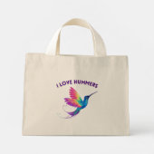 I Liebe Hummers Exotic Rainbow Hummingbird Flying Mini Stoffbeutel (Rückseite)