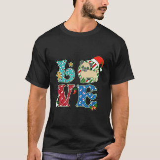 I Liebe Hund Mops Weihnachten T-Shirt
