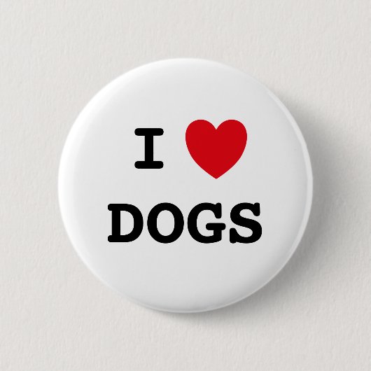 I Liebe Hunde Abzeichen Button (Vorderseite)