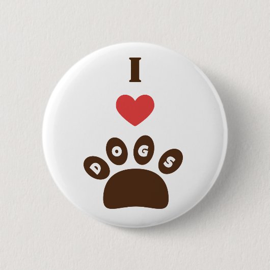 I Liebe Hunde Button (Vorderseite)