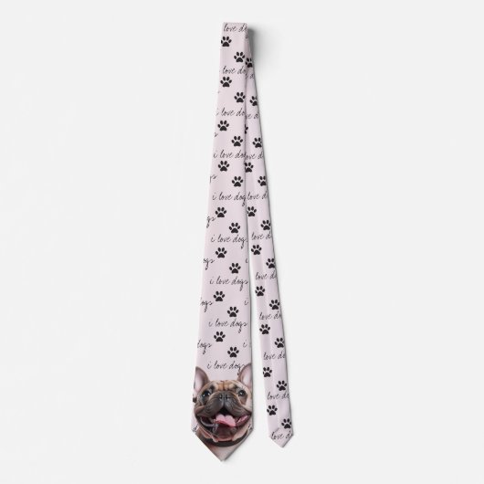 I Liebe Hunde Französisch Bulldog Neck Tie Krawatte (Vorderseite)
