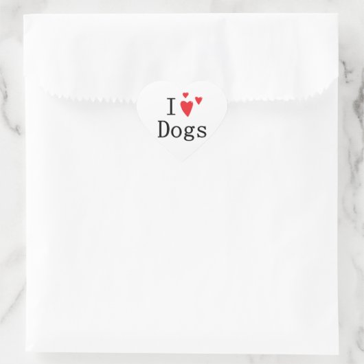 I Liebe Hunde Herz-Aufkleber (Tasche)