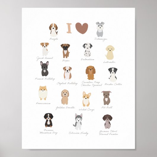 I Liebe Hunde Kinderzimmer und Kinderzimmer Dekora Poster (Vorne)