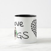 I Liebe Hunde Mops Cartoon und Herz Tasse (Zentrum)