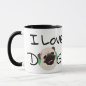 I Liebe Hunde Mops Cartoon und Herz Tasse (Links)