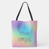"I Liebe Hunde" Pastel Rainbow Gradient Bag Tasche (Rückseite)