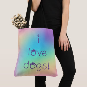 "I Liebe Hunde" Pastel Rainbow Gradient Bag Tasche