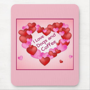 "i Liebe Hunde und Kaffee" Herzchen Valentine Mousepad