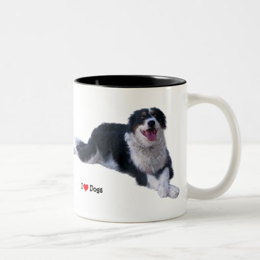 I Liebe Hunde Zweifarbige Tasse (Rechts)