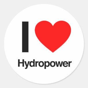 I Liebe Hydropower Runder Aufkleber