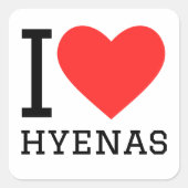 I Liebe hyenas Quadratischer Aufkleber (Vorderseite)