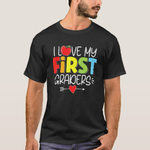 I Liebe I Erste Grade Fan 1st Grade Lehrer zurück T-Shirt