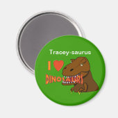 I Liebe I Herz Dinosaurier Cartoon Tyrranosaurus R Magnet (Vorderseite/Rückseite)